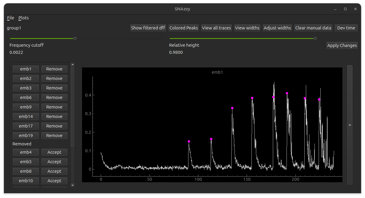 GUI Screeshot with loaded data
